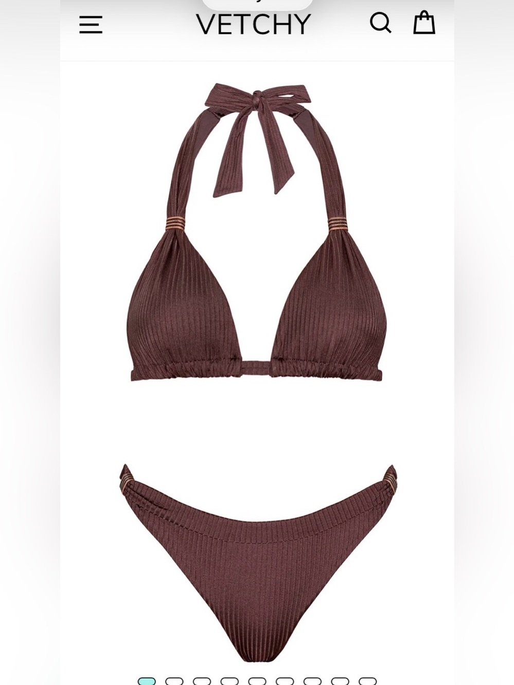 Vetchy Malta Brown Ribbed Halter Bikini Set